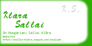 klara sallai business card